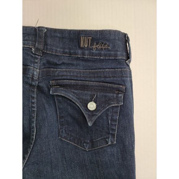 Kut From The Kloth Jean Shorts Womens Sz 4 Jort Stretch Dark Wash Flap Pockets - Picture 5 of 8